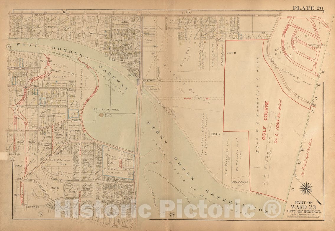 Historical Map, 1924 Atlas of The City of Boston, West Roxbury : Plate 26, Vintage Wall Art