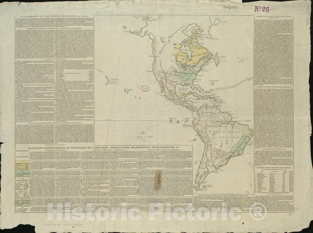 Historical Map, 1806 GeIographie de l'AmeIrique, Vintage Wall Art