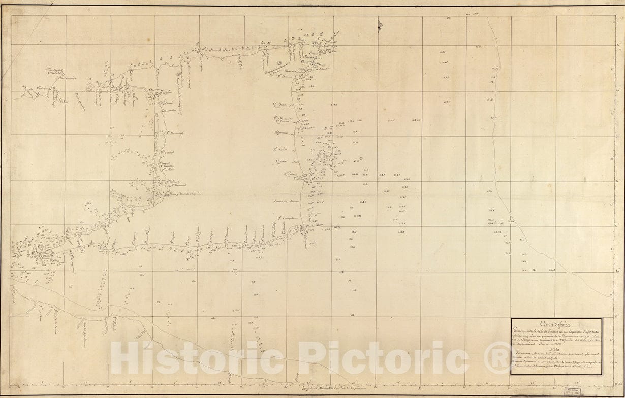 Historical Map, 1793 Carta esfeIrica que comprehende la Ysla de Trinidad con sus adyacentes, bajos, sondas y veriles, Vintage Wall Art