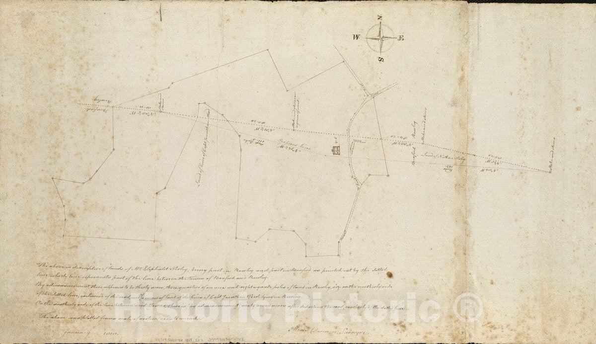 Historical Map, 1818 [Survey of a Property on The Boxford-Rowley line], Vintage Wall Art