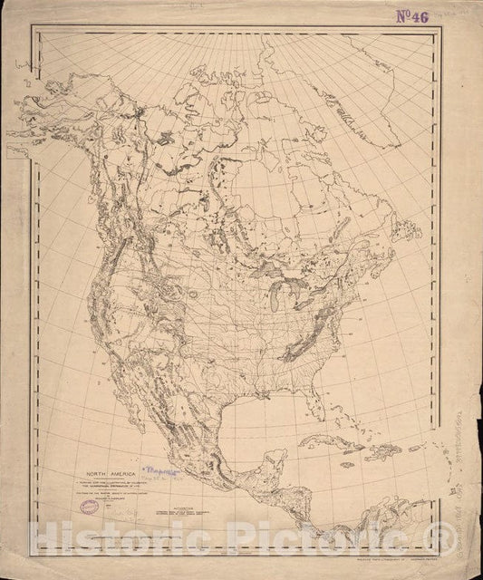 Historical Map, 1868 North America : a Working map for Illustrating, by Coloration, The Geographical Distribution of Life, Vintage Wall Art