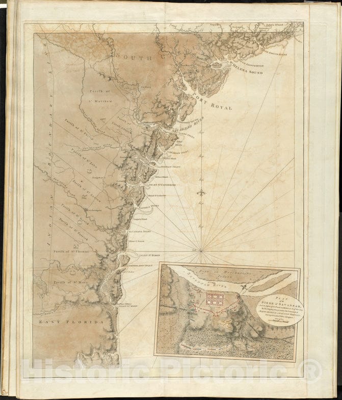 Historical Map, ca. 1780 [Chart of The Coast of Georgia], Vintage Wall Art