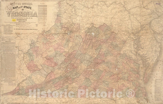 Historical Map, Lloyd's Official map of The State of Virginia from Actual surveys by Order of The Executive, 1828 & 1859, Vintage Wall Art