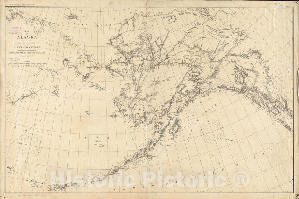 Historical Map, 1890 Map of Alaska, Vintage Wall Art