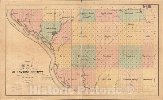 Historical Map, 1860-1864 Map of Jo Daviess County, Illinois, Vintage Wall Art