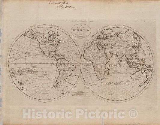 Historical Map, 1800 A map of The World from The Best Authorities, Vintage Wall Art