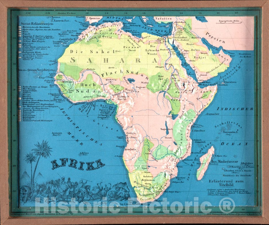 Historical Map, 1865 Afrika, Vintage Wall Art