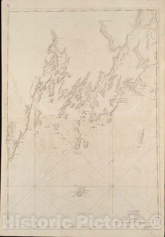 Historical Map, 1776 Coast of Maine from Rockland Harbor to Pemaquid Point, Vintage Wall Art : 5134608