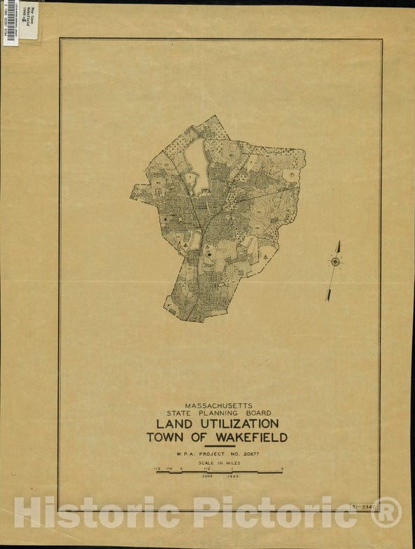 Historical Map, 14763 Land Utilization : Town of Wakefield, Vintage Wall Art