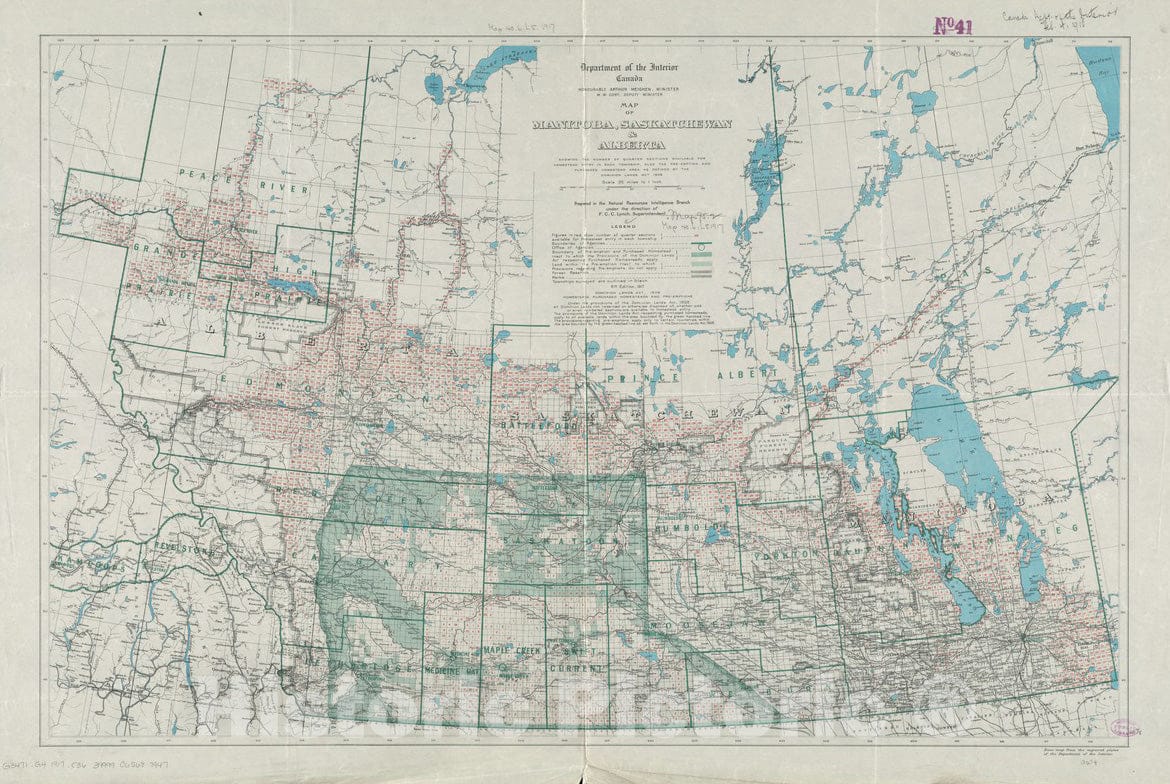 Historical Map, 1917 Map of Manitoba, Saskatchewan & Alberta : Showing The Number of Quarter Sections Available for Homestead Entry in Each Township, Vintage Wall Art