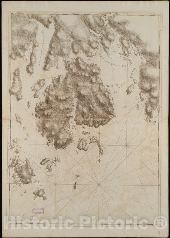 Historical Map, 1776 Mount Desert Island and neighboring Coast of Maine, Vintage Wall Art : 5134681