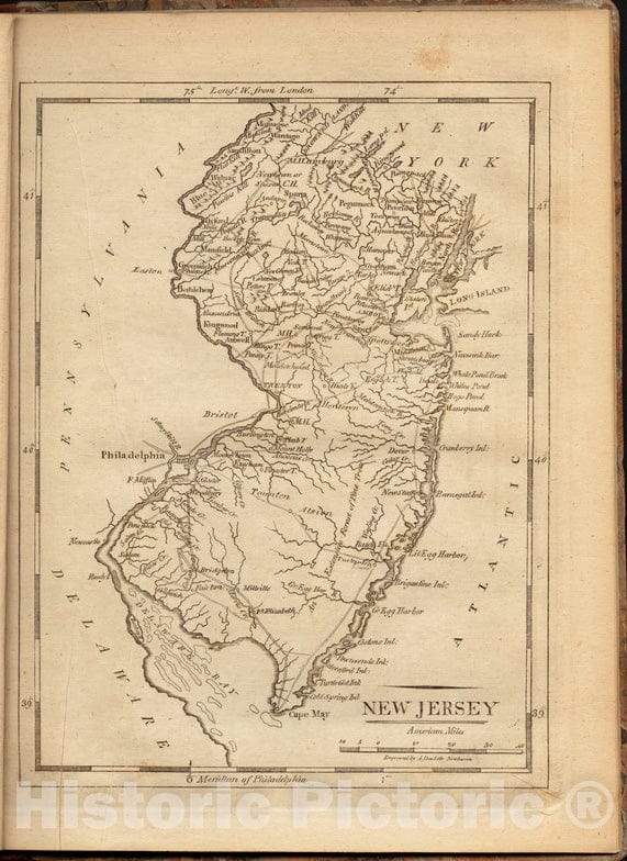 Historical Map, 1806 New Jersey, Vintage Wall Art
