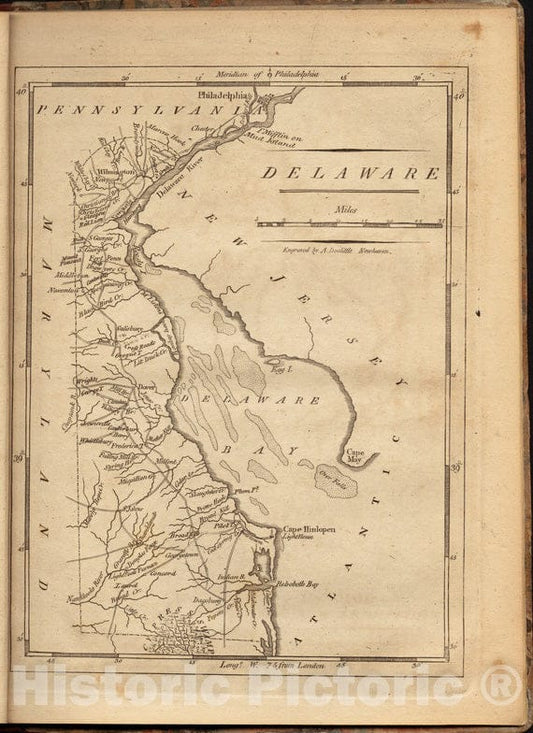 Historical Map, 1806 Delaware, Vintage Wall Art
