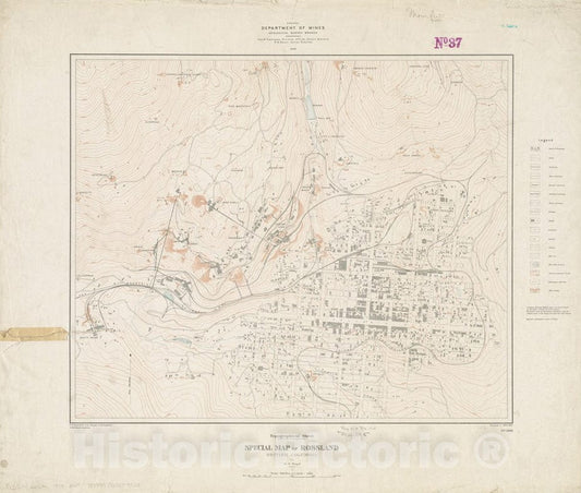 Historical Map, 1908 Special map of Rossland, British Columbia, Vintage Wall Art
