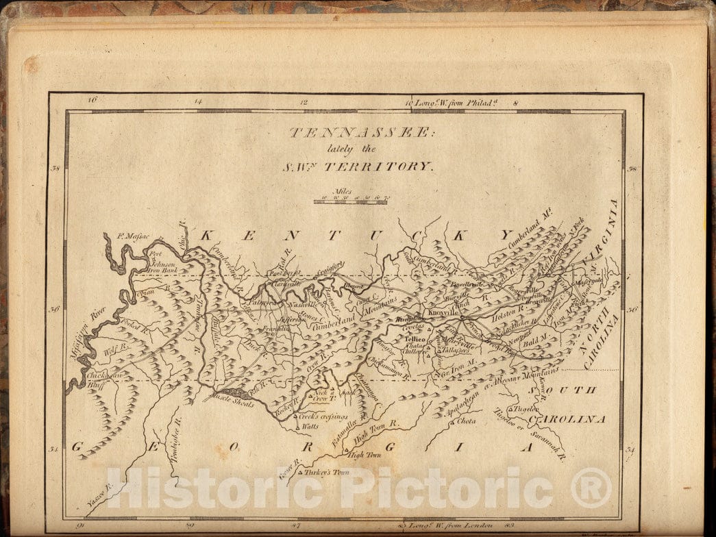 Historical Map, 1806 Tennassee : Lately The S. Wn. Territory, Vintage Wall Art