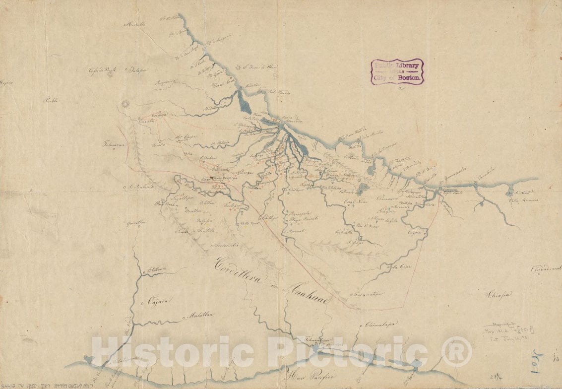 Historical Map, 1800-1899 [Isthmus of Tehuantepec, Mexico], Vintage Wall Art