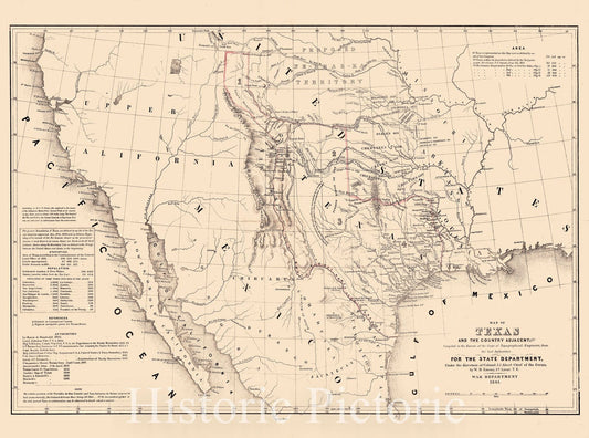 Historical Map, 1844 Map of Texas and The Country Adjacent, Vintage Wall Art