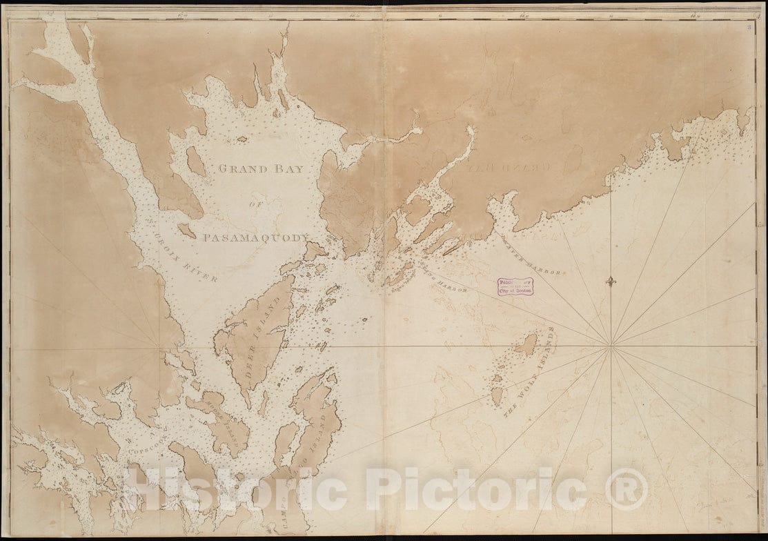 Historical Map, 1770 Passamaquoddy Bay and entrances, Vintage Wall Art