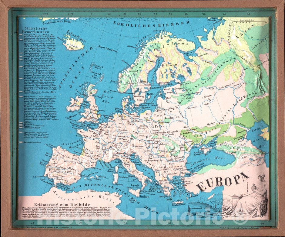 Historical Map, 1865 Europa, Vintage Wall Art