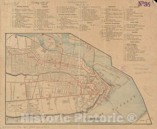 Historical Map, 1906 Quebec, Vintage Wall Art