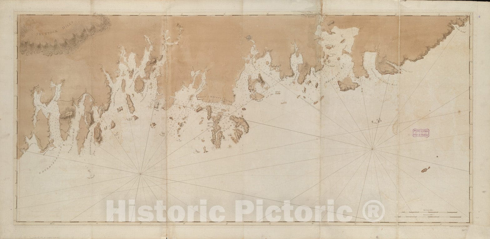 Historical Map, 1776 Coast of Maine from Moose Cove to Gouldsboro Bay, Vintage Wall Art : 5134990