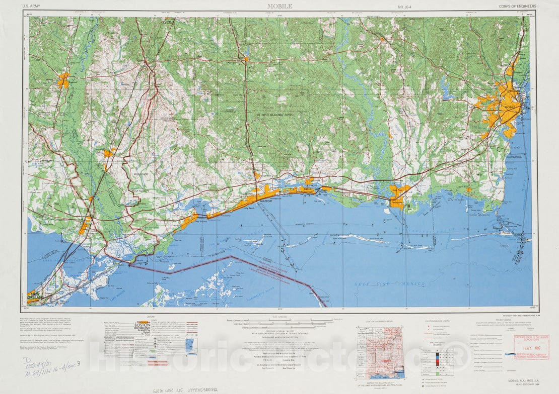 Historical Map, 1984 Mobile, Vintage Wall Art