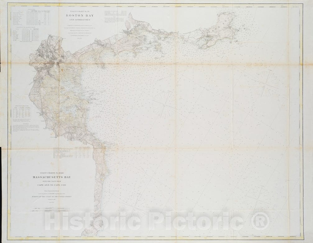 Historical Map, 1866 Boston Bay and approaches, Vintage Wall Art