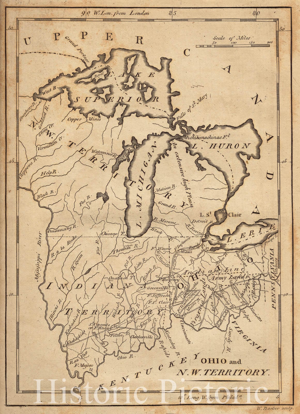 Historical Map, 1806 Ohio and N.W. Territory, Vintage Wall Art