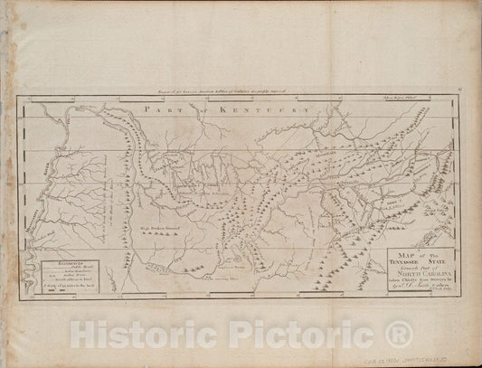 Historical Map, 1800 A map of The Tennessee State Formerly Part of North Carolina, Vintage Wall Art