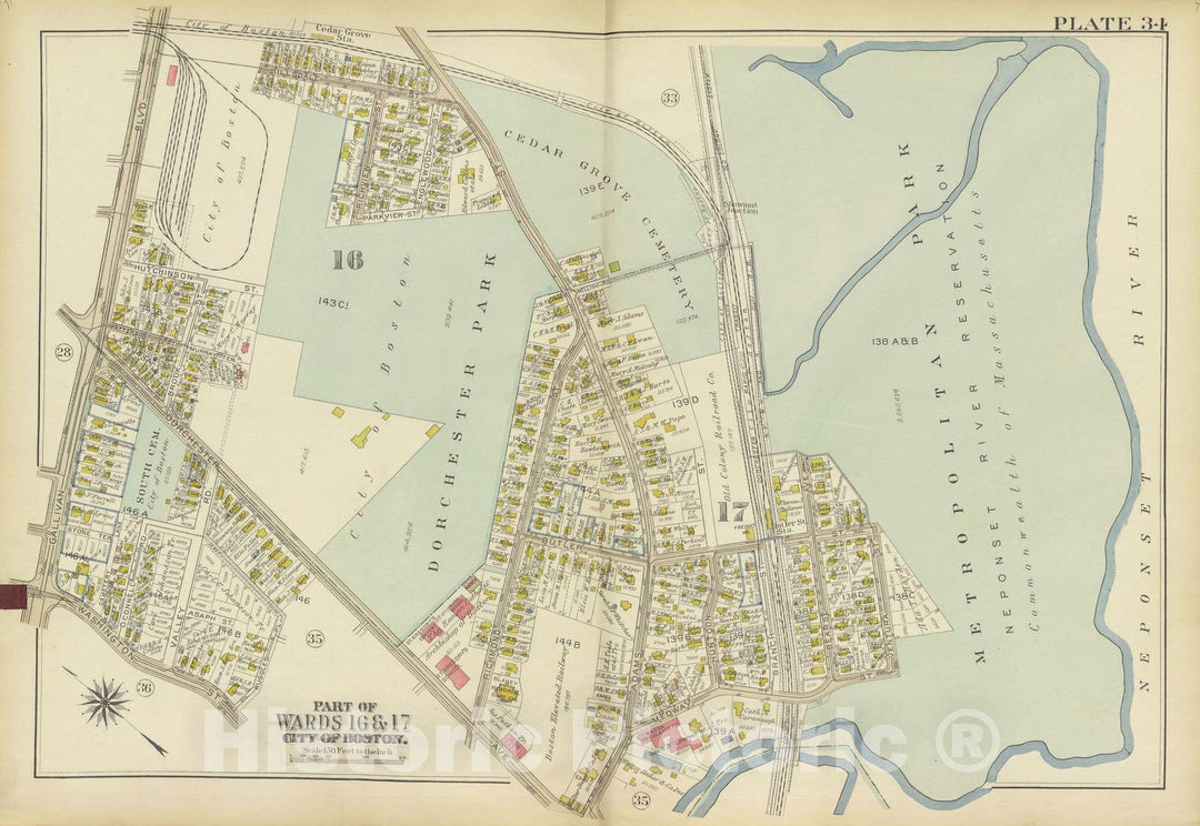 Historic 1933 Map - Atlas of The City of Boston, Dorchester : from Expected surveys and Official Plans. - Plate 5: Part of wards 13 and 15, City of Boston - Dorchester 1933
