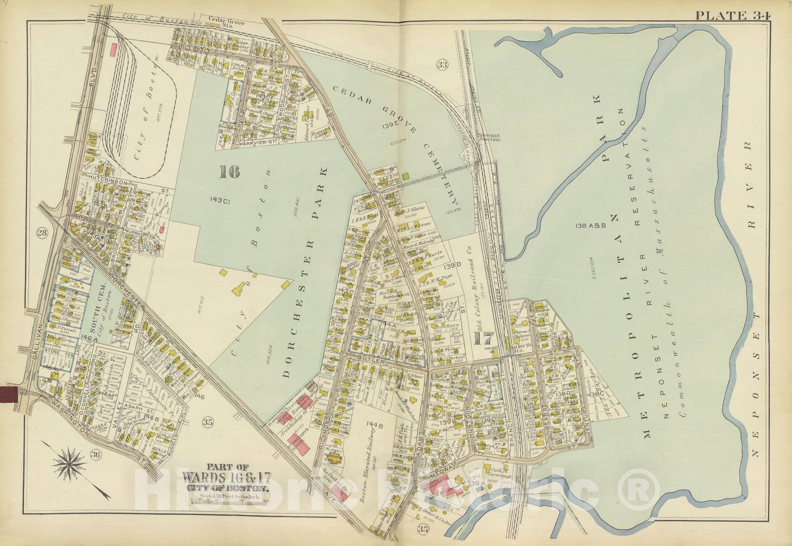 Historic 1933 Map - Atlas of The City of Boston, Dorchester : from Expected surveys and Official Plans. - Plate 5: Part of wards 13 and 15, City of Boston - Dorchester 1933