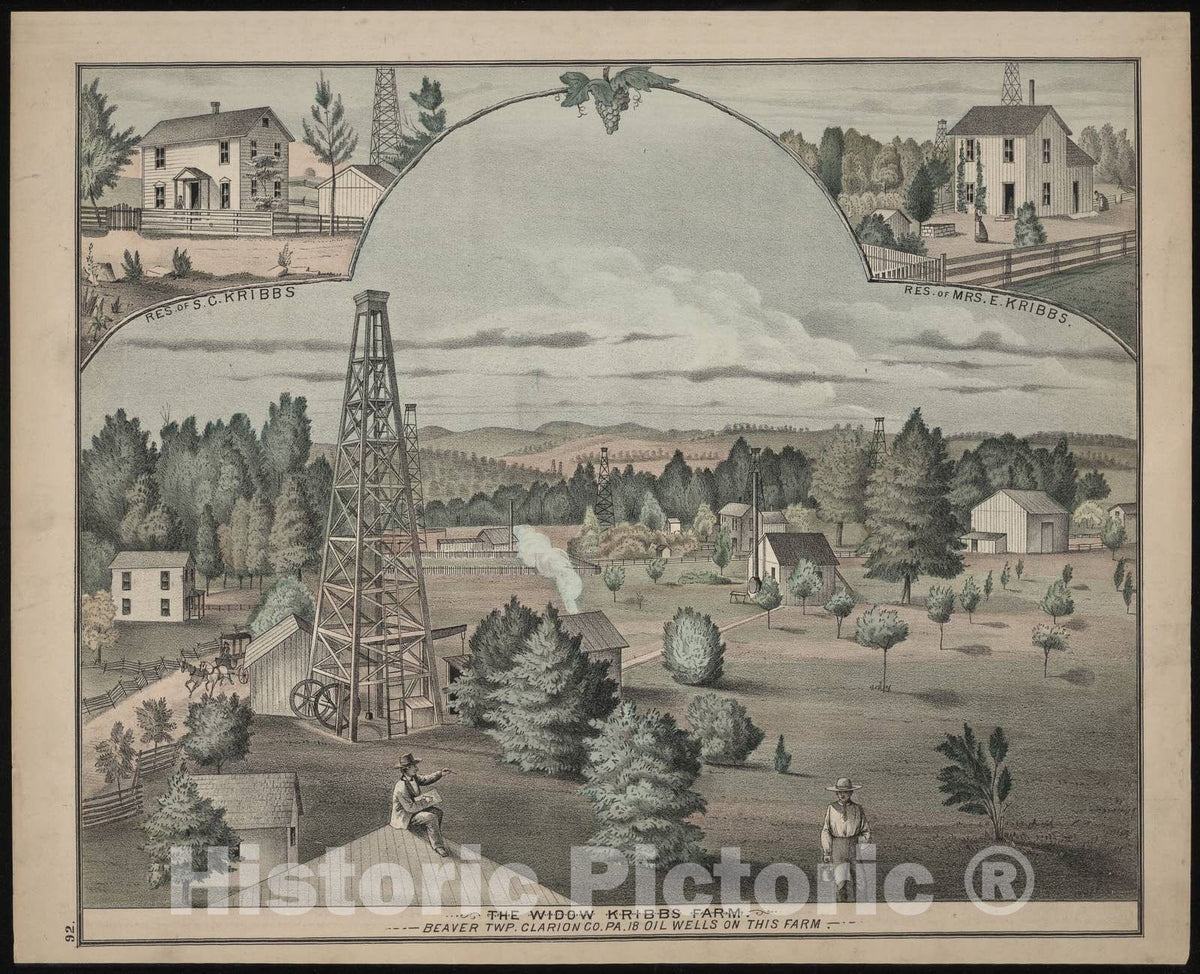Historic 1877 Map - Caldwell's Illustrated Historical Combination Atlas of Clarion County, Pennsylvania - Perry map