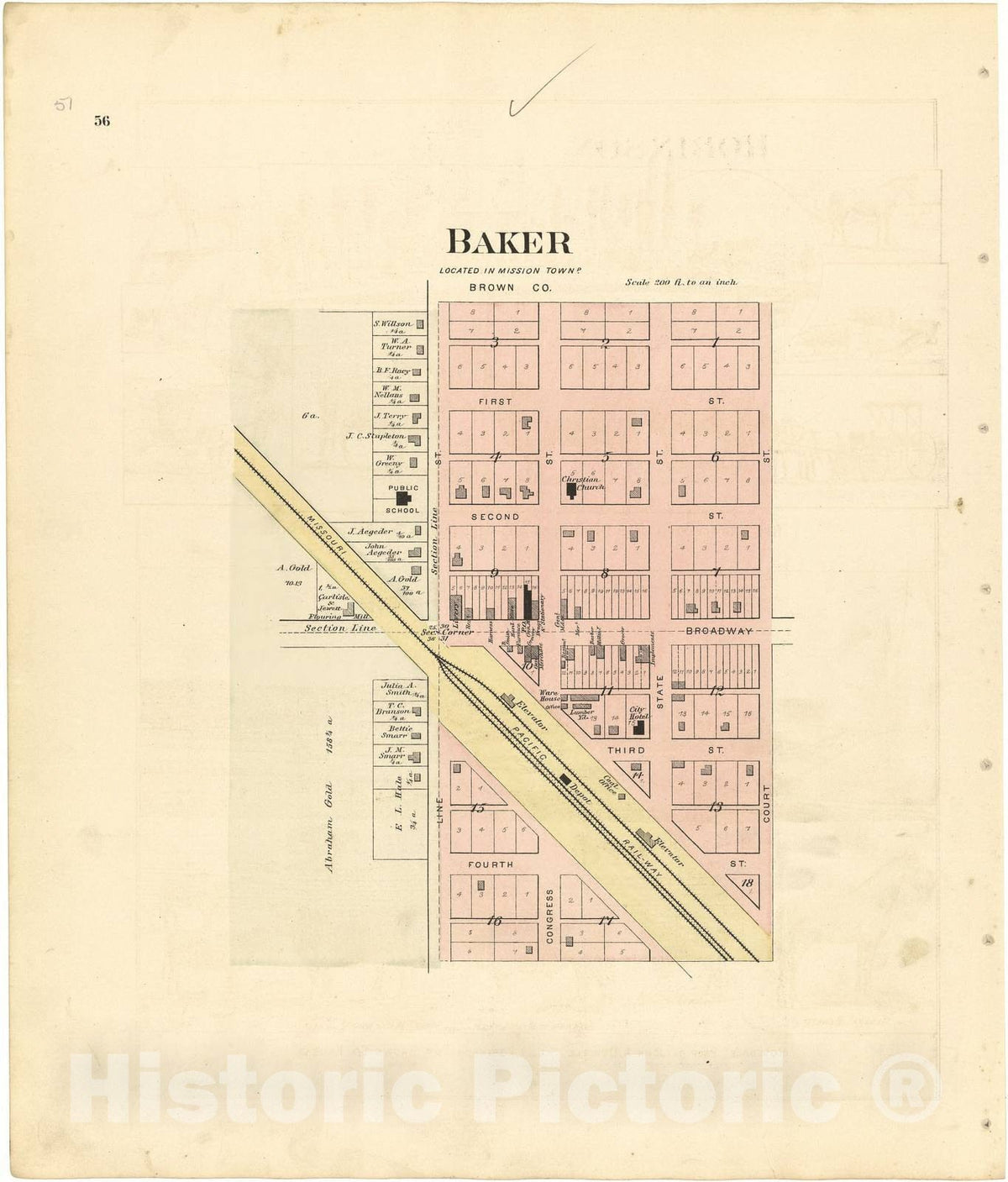 Historic 1887 Map - Meacham's Illustrated Atlas of Brown and Nemaha Counties, Kansas - Neuchatel