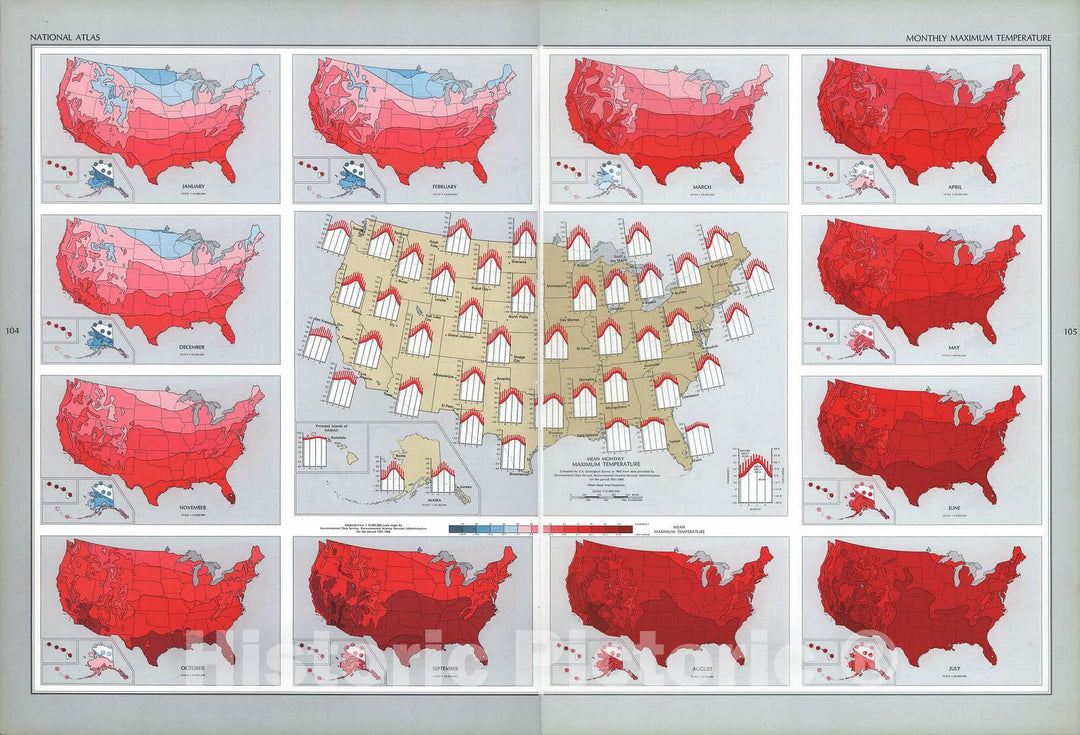 Historic 1970 Map - The National Atlas of The United States of America. - Tectonic Features (Continued)