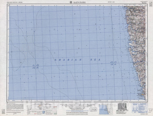 Historic 1955 Map - India and Pakistan 1:250,000. - Ratnagiri, 1962