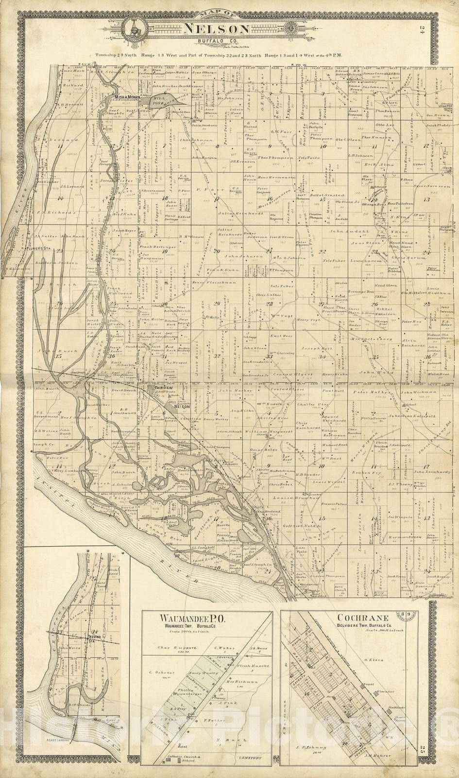 Historic 1896 Map - Standard Atlas of Buffalo and Pepin Counties, Wisconsin - Map of Naples Buffalo Co.