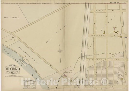 Historic 1884 Map - Property and Insurance Atlas of The City of Reading, Berks County, Penna. - Plate 44: Part of 11th Ward Reading, Berks Co, Pa, 1884