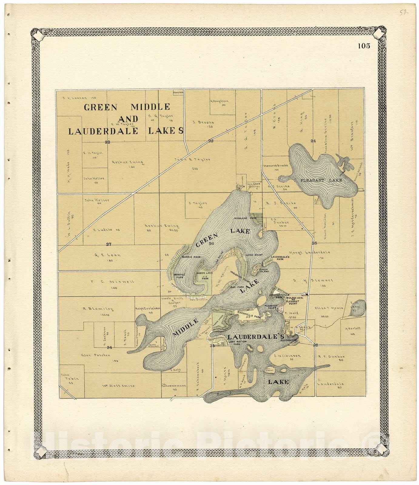 Historic 1907 Map - Standard Atlas of Walworth County, Wisconsin : Including a plat Book of The Villages, Cities and townships - Allen's Grove