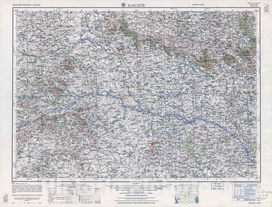 Historic 1955 Map - India and Pakistan 1:250,000. - Raichur, 1962