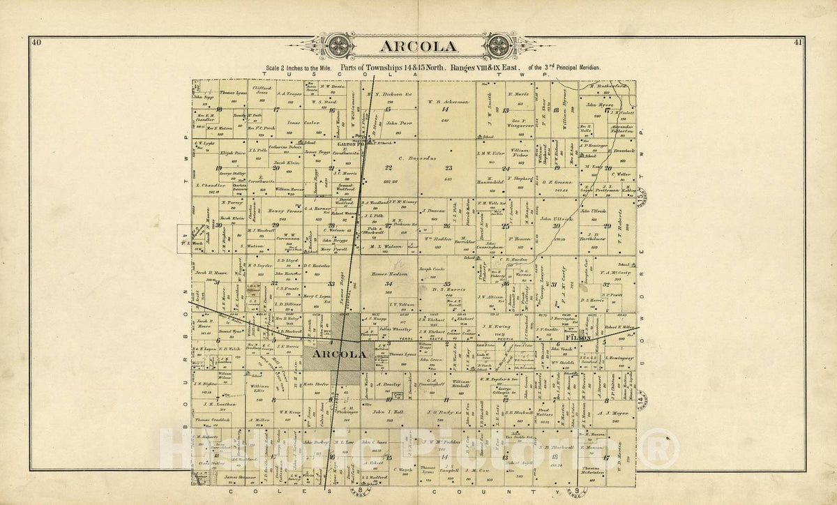 Historic 1893 Map - Plat Book of Douglas Co, Illinois - 41: Arcola - Plat Book of Douglas County, Illinois
