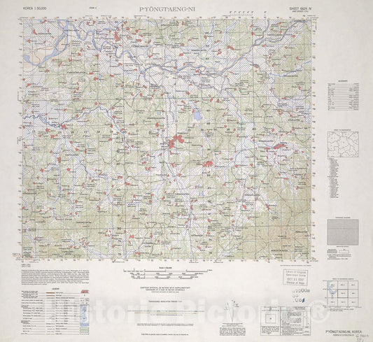 Historic 1945 Map - Korea 1:50,000 - P'yongt'aeng-Ni, 1950 - Series L751