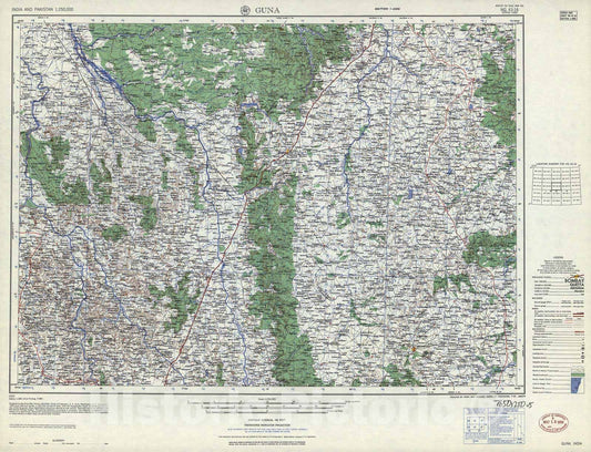 Historic 1955 Map - India and Pakistan 1:250,000. - Guna, India, 1959