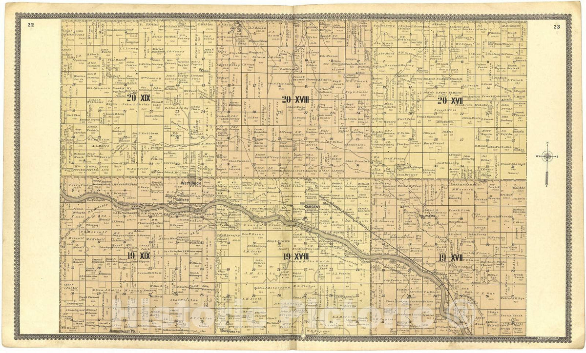 Historic 1904 Map - Standard Atlas of Custer County, Nebraska - 20 XIX; 20 XVIII; 20 XVII; 19 XIX; 19 XVIII; 19 XVII
