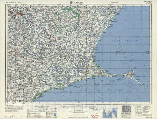 Historic 1955 Map - India and Pakistan 1:250,000. - Madura, 1955