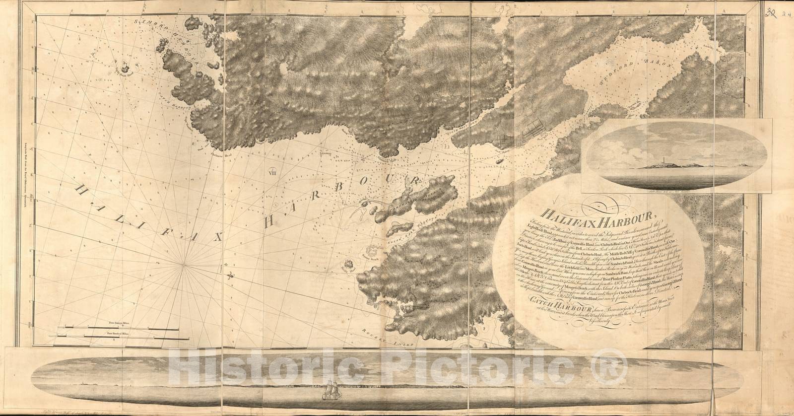 Historic 1800 Map - The Atlantic Neptune - Halifax Harbor