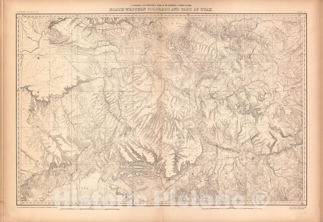 Historic 1877 Map - Geological and Geographical Atlas of Colorado and portions of Adjacent Territory, Sheet XIX: Panoramic Views