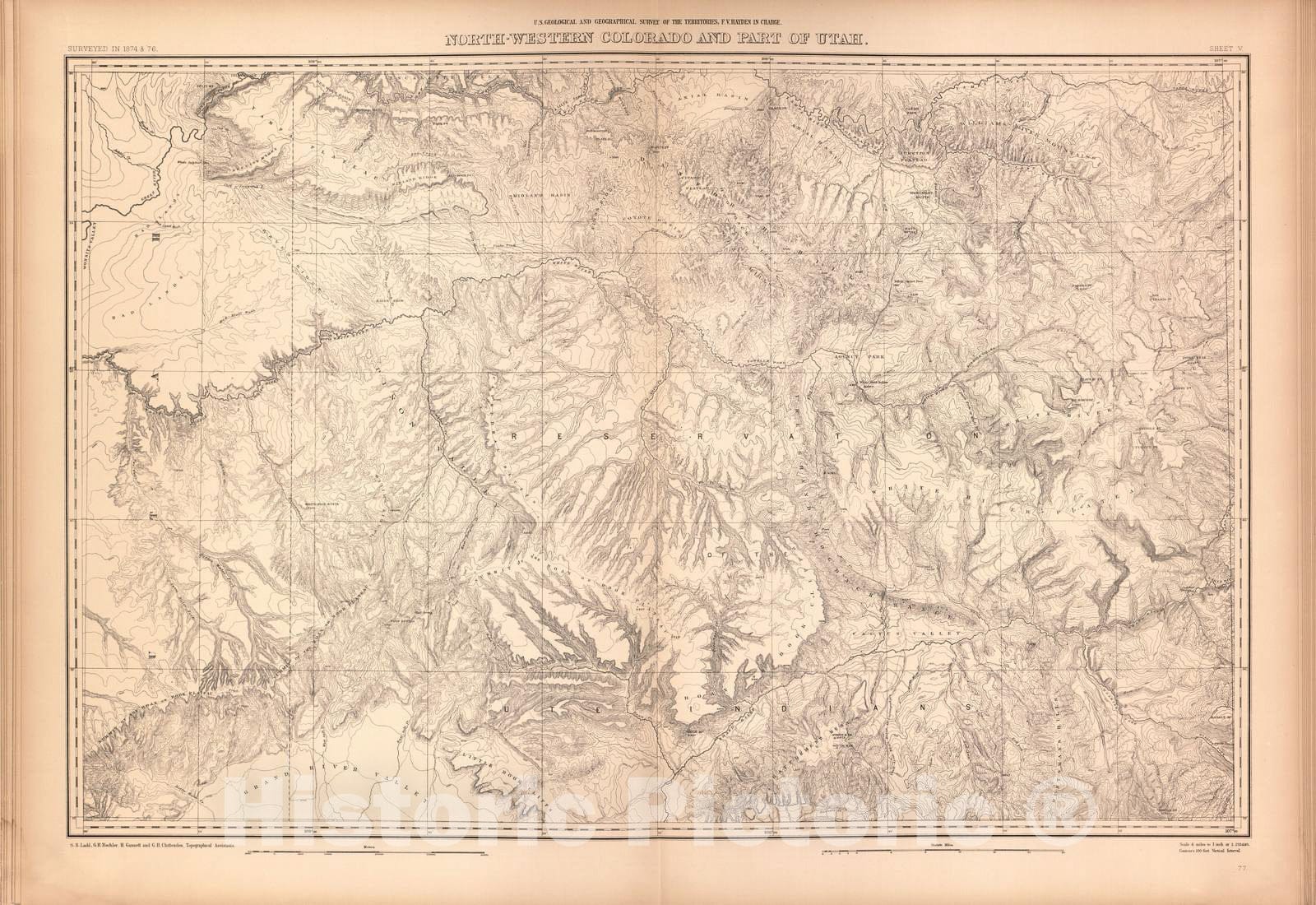Historic 1877 Map - Geological and Geographical Atlas of Colorado and portions of Adjacent Territory, Sheet XIX: Panoramic Views
