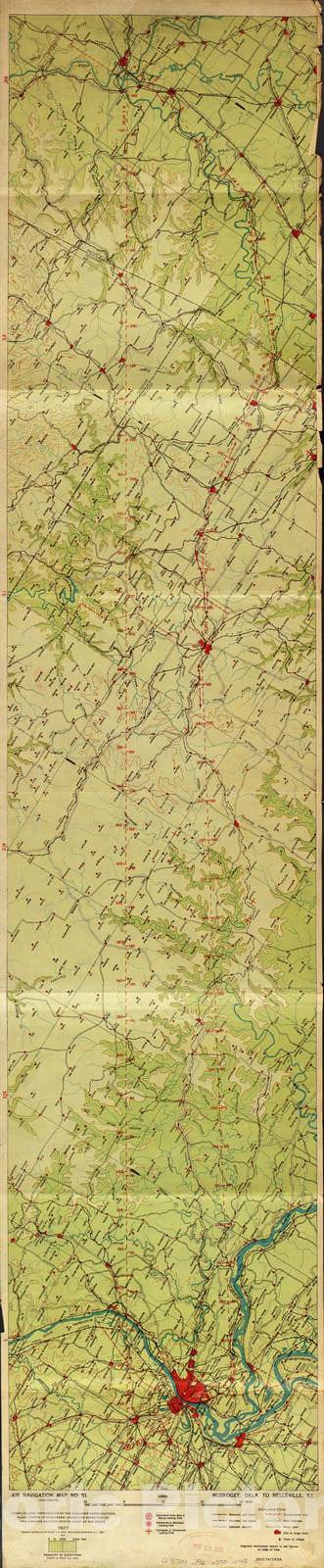 Historic 1924 Map - Aeronautical Strip maps of The United States. - No. 51, 1927 - Air Corps map