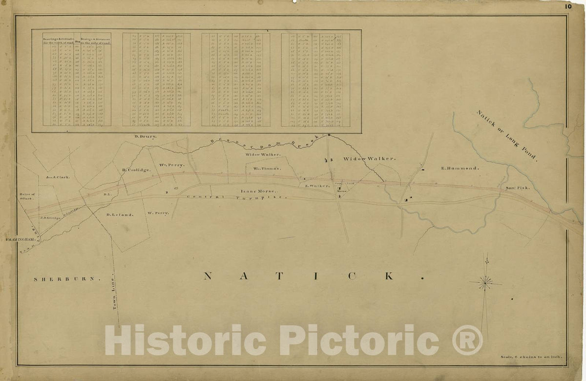 Historic 1858 Map - Maps Showing The Location of The Boston & Worcester Rail Road - 13: Framingham - Location of The Boston and Worcester Railroad 1835