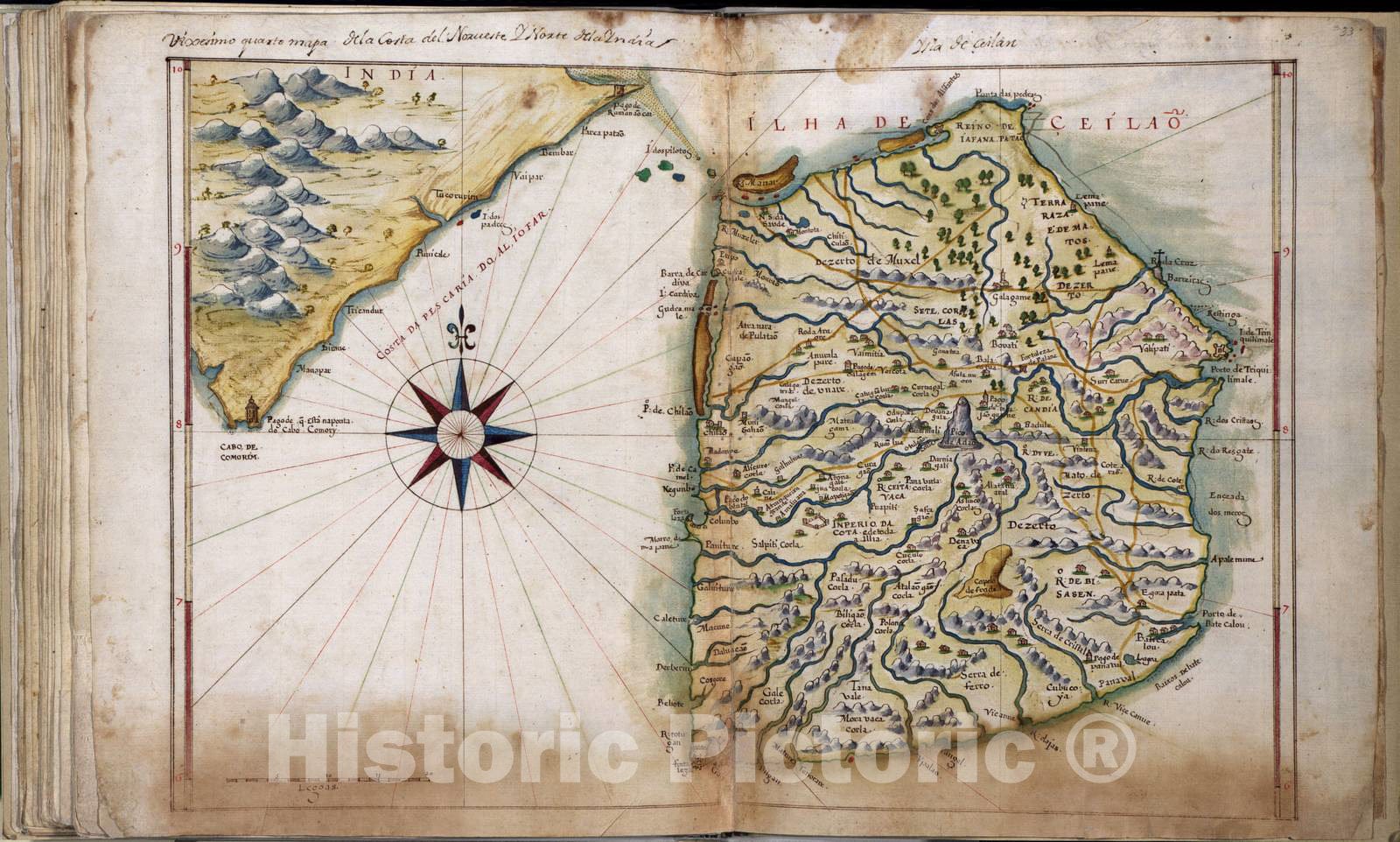 Historic 1630 Map - Taboas geraes de toda a navegaÃ§Ã£o - Chart of Ceylon - 1692